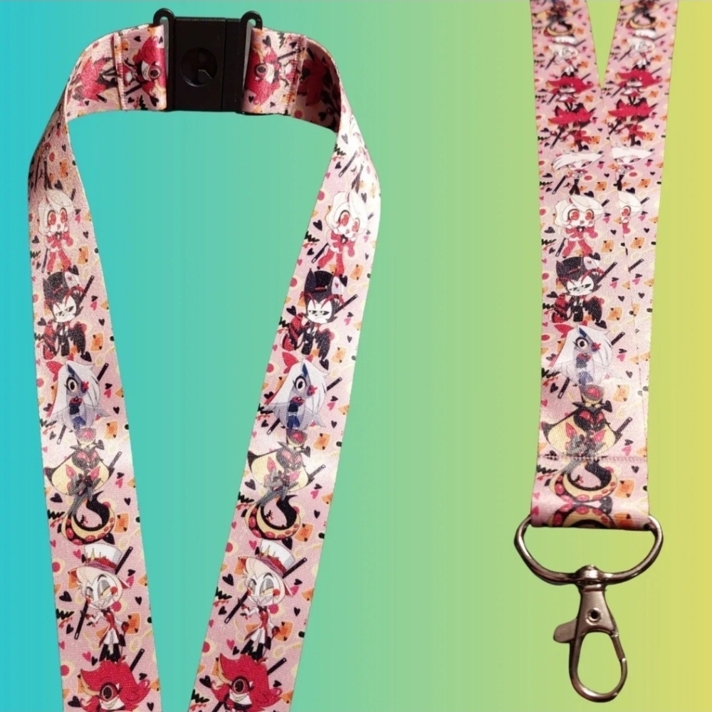 Hazbin Hotel Lanyard - Breakaway Clip & Lobster Claw‎ Hook (Alastor Charlie Husk